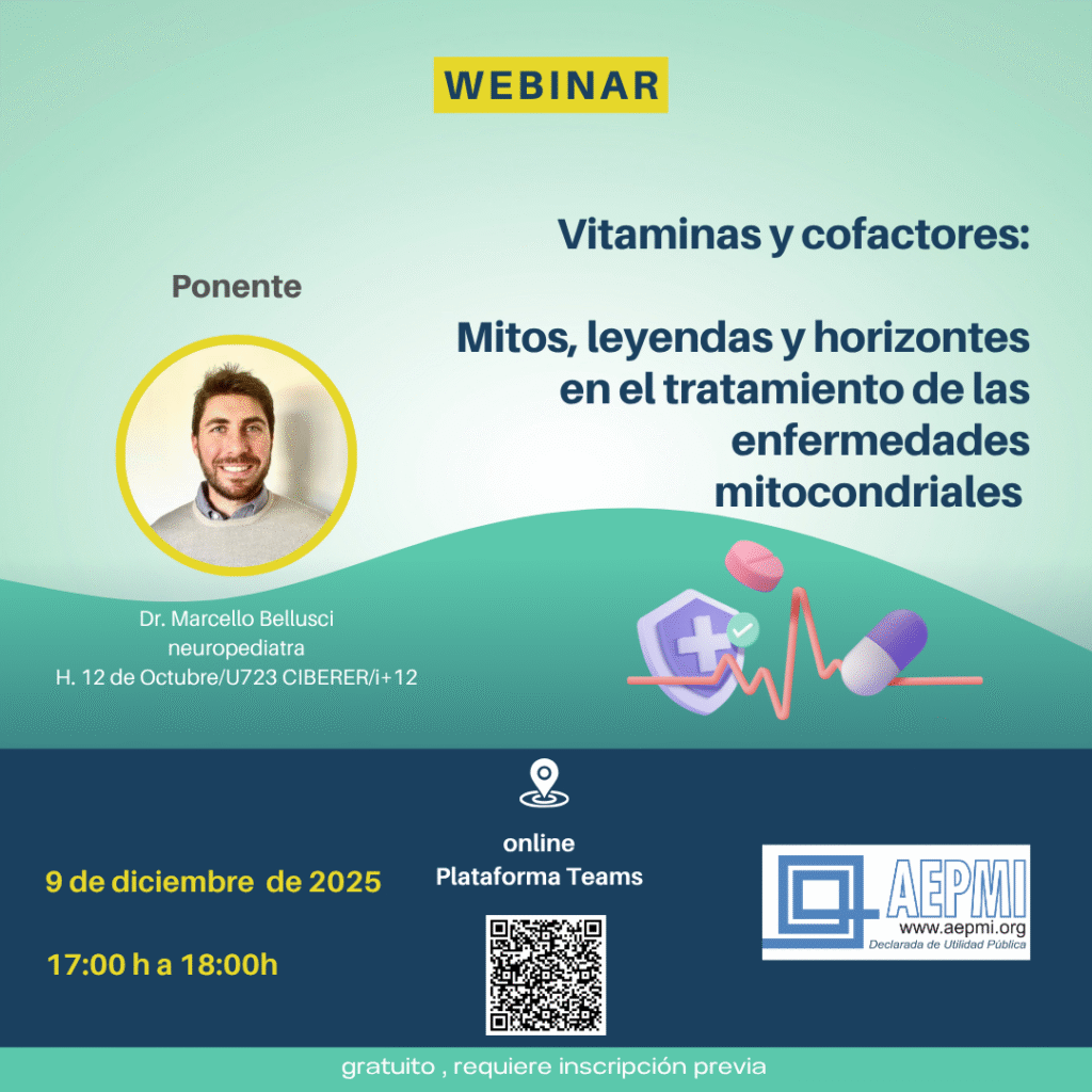 La Asociación BOAG participó, a través de su representante Isabel, en un webinar organizado por AEPMI sobre el papel de las vitaminas y cofactores en las enfermedades mitocondriales, con información relevante y clara para las familias.